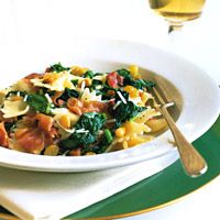 Farfalle with Prosciutto, Spinach, Pine Nuts and Raisins