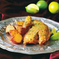 Cornish Hens with Scallion Butter and Lime