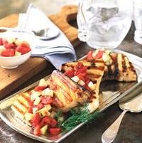 Grilled Swordfish with Tomato-and-Cucumber Salsa