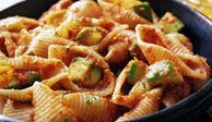 Shells with Gazpacho Sauce and Avocado