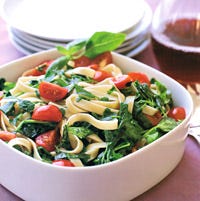 Fettuccine with Cherry Tomatoes and Watercress