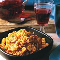 Fusilli with Spicy Chicken Sausage, Tomato, and Ricotta Cheese