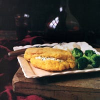 Cornmeal-Crusted Chicken with Goat-Cheese and Sausage Stuffing
