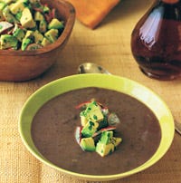Black-Bean Soup with Avocado Salsa