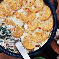 Polenta Gratin with Spinach and Wild Mushrooms