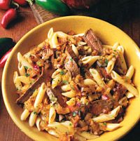 Penne with Chili-Rubbed Flank