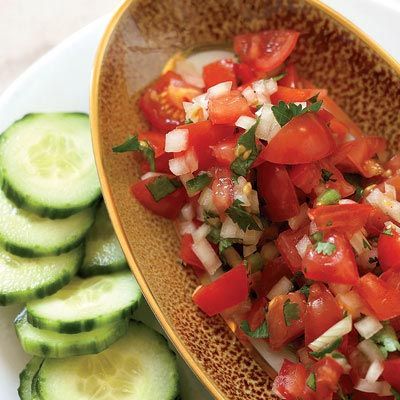 Serve this quick, homemade salsa on slices of cucumber instead of chips for a low-calorie, refreshing starter.<br /><br /><b>Recipe: <a href="/recipefinder/tomato-salsa-cucumber-chips-recipe"target="_new">Tomato Salsa with Cucumber Chips</a></b>