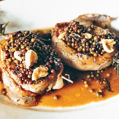 Pan-Seared Pork Chops with Green Peppercorn Sauce