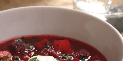 While you may dread preparing dinner on a drab winter day, this traditional Russian soup recipe is the perfect solution for a quick side or small meal. Borscht is a simple beet soup typically made with beef broth and garnished with sour cream. We give it a kick with horseradish. For a vegetarian soup, use vegetable broth instead.<p><br /><b>Recipe:</b> <a href="/recipefinder/borscht-recipe-6748"target="_blank">Borscht</a></p>