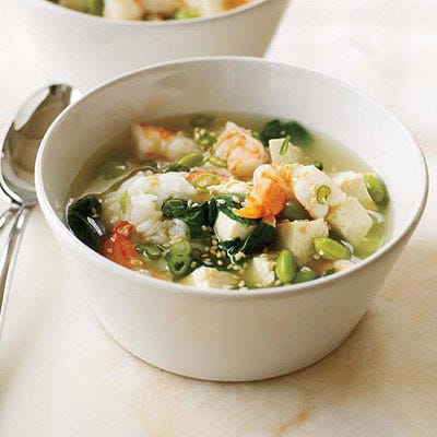 Miso Soup with Shrimp and Tofu