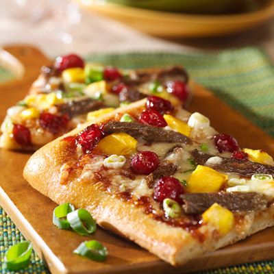 Cranberry-Barbecue and White Cheddar Pizza
