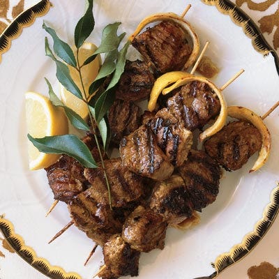 Yogurt-Marinated Lamb Kebabs with Lemon Butter