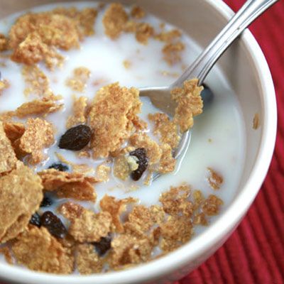 <p><strong>CORRECT ANSWER:</strong> False. A Weight Watchers study showed that people who ate cereal right out of the box as a snack tended to munch on way too much of it in a day. Even healthy, high-fiber cereals can up the day's calorie count and halt people's weight loss. Eat cereal only with milk. This combination also decreases the meal's "calorie density" - an ounce of cereal with milk (skim, of course) has fewer calories than an ounce of cereal alone, so you'll take in fewer calories but still feel just as satisfied.</p>