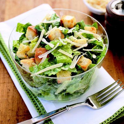 <p>An unhealthy salad? Sounds impossible, but Panera Bread's Caesar Salad has a whopping 400 calories. Our lightened-up version comes in at 120. <b>Total calories saved: 280</b>.</p><br /><p><a href="/recipefinder/caesar-salad-healthy-ghk" target="_blank">Check out our Caesar Salad recipe</a>.</p>