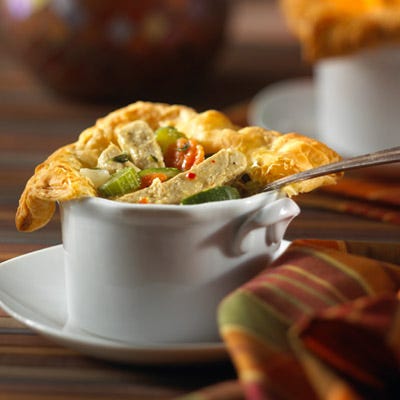 Vegetarian Chicken Pot Pies with Puff Pastry