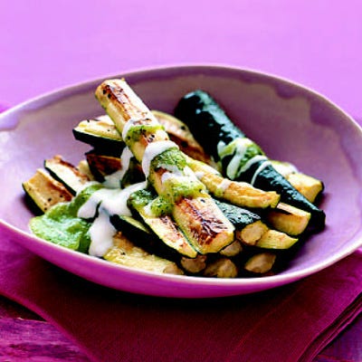 Roasted Zucchini with Rosemary Yogurt and Zucchini Coulis
