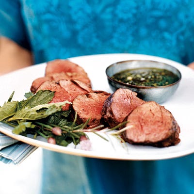 Grilled Tenderloin of Beef with Spicy Fresh Herb Vinaigrette