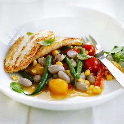 Halloumi with Summer Vegetable Ragout