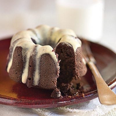 Mini Dark Chocolate Bundts with Crème Anglaise