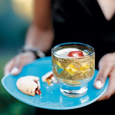 White Wine Sangria with Summer Peaches, Strawberries, Oranges, and Lemons