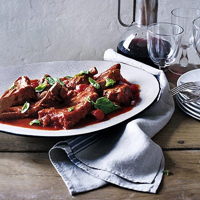 Pork Ribs with Garlic, Chilies, and Tomato