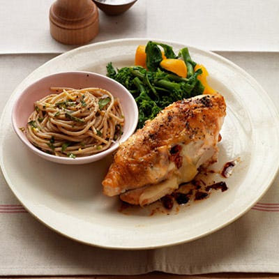 Chicken Breasts Stuffed with Cheese, Tomato, and Basil