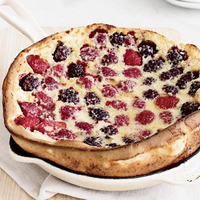 A Dutch Baby, also known as a German pancake, is a mixture of eggs, flour, and whole milk that gets baked in a heavy skillet until it becomes puffy and golden. In the terrific version here, chef Grace Parisi folds in fresh berries to create a wonderful summer dessert that's also great for breakfast.<br /><br />
<b>Recipe:</b> <a href="/recipefinder/mixed-berry-dutch-baby-recipe" target="_blank"><b>Mixed-Berry Dutch Baby</b></a>