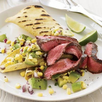 Chipotle-Marinated Flatiron Steak with Avocado-Corn Relish