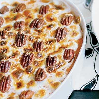 Sweet Potato Gratin with Chile-Spiced Pecans