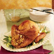 Roasted Dijon &amp; Apple Glazed Turkey with Fruited Stuffing