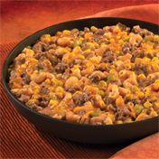 You'll be rewarded with smiles when you make this quick-cooking skillet dish that mixes seasoned ground beef, corn and pasta in a cheesy tomato sauce.  It's sure to become a family favorite.