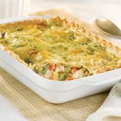 Tender chicken and mixed vegetables are bathed in gravy made with Swanson{{{reg}}} Chicken Stock, then topped with a Pepperidge Farm{{{reg}}} Puff Pastry crust that has been dusted with chopped fresh herbs.