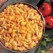 Campbell's® Condensed Beef Broth and Campbell's® Condensed Cheddar Cheese Soup provide the perfect texture and taste for this zippy version of the all-time favorite macaroni and cheese, that includes ground beef and spicy salsa.
