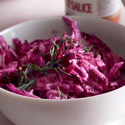 An excellent (and cancer-fighting!) dip for potato chips, this also makes a nice side dish for <a href="/search/fast_search_recipes/?search_term=steak" target="_blank">steak</a>.<br /><br /><b>Recipe: <a href="/recipefinder/beet-dip-sour-cream-horseradish-recipe" target="_blank">Beet Dip with Sour Cream and Horseradish</a></b>
