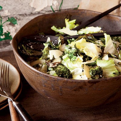 Escarole and Roasted Broccoli Salad with Anchovy Dressing