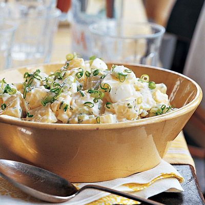 <p>Chopped hard-boiled eggs, celery, and scallions take this Yukon Gold potato salad from "the usual" to unusually delicious.</p><br /><p><b>Recipe:</b> <a href="/recipefinder/best-potato-salad-mslo0510-recipe" target="_blank"><b>Twice Baked Sweet Potatoes </b></a></p>
