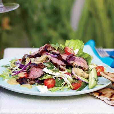 Warm Lamb Salad with Fresh Herbs, Feta, and Artichokes