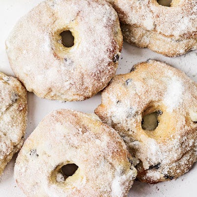 <p>These doughnuts are adapted from a rare European recipe. Inside you'll find cinnamon and dried currants, for added texture and spice.</p><br /><p><b>Recipe: </b><a href="/recipefinder/baked-currant-doughnuts-recipe-fw0710 " target="_blank"><b>Baked Currant Doughnuts</b></a></p>