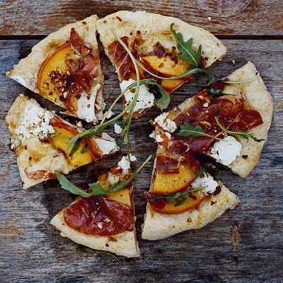 <p>These tasty flatbreads are topped with ham, cheese, peaches, and a delicious almond topping.</p><br />
<p><b>Recipe: </b><a href="/recipefinder/grilled-cornmeal-flatbreads-peaches-ham-recipe-opr0810" target="_blank"><b>Grilled Cornmeal Flatbreads with Peaches, Serrano Ham, and Spicy Greens</b></a></p>