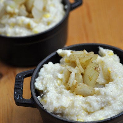 <p>Delicious <i>and</i> healthy, this vegan side dish, topped with sautéed fresh corn and onions, is perfect for your next Southern-style brunch or barbecue.</p><br /><p><b>Recipe:</b> <a href="/recipefinder/savory-triple-corn-grits-recipe-opr0910" target="_blank"><b>Savory Triple-Corn Grits</b></a></p>