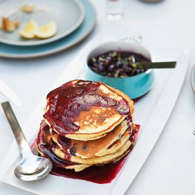 Curtis Stone's Hotcakes with Delicious Blueberry Compot