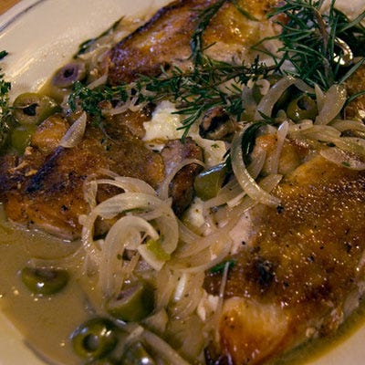 Pan-Roasted Chicken with Onions and Olives