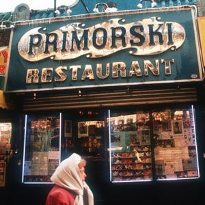 <b>Location</b>: Brighton Beach, Brooklyn, NY<br />
<b>Cuisine</b>: Russian/Ukranian<br /><br />

In Brooklyn's deep south, there's a wealth of restaurants, cafés, and stores that pride themselves on flavors of the East — eastern Europe, that is. Known as "Little Odessa," Brighton Beach is home to immigrants from Russia and Ukraine, and their influences are present on the menus and store shelves throughout the area. Look for authentic borscht, surniki (Russian-style pan-fried cheese cake), Russian dumplings, and other must-try eats at <a href="http://www.glechik.com/Welcome_to_Cafe_Glechik.html" target="_blank">Café Glechik</a>, <a href="http://primorski.net/main.htm" target="_blank">Primorski Restaurant</a> (pictured) and the other establishments that line Brighton Beach Avenue and its offshoots.