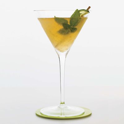 A light, rum-based cocktail brightened by fresh lime juice, lemon wedges, and basil leaves.