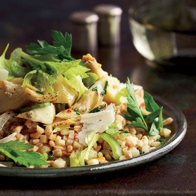 Farro with Artichokes and Herb Salad