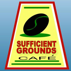 The puns don't stop at the front door of Sufficient Grounds. The café — which serves standard hot and cold drinks plus sandwiches, salads, and wraps — concludes its online menu with "Thanks a Latte!"