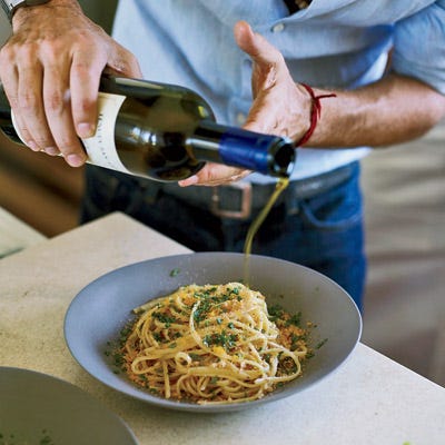 Spaghetti with Bottarga and Almond Bread Crumbs