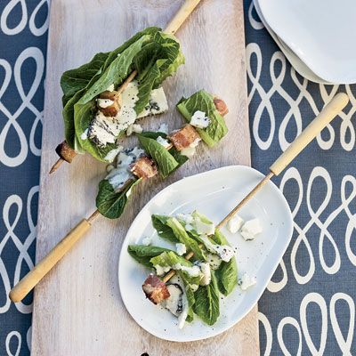 Bacon-and-Romaine Skewers with Blue Cheese Dressing
