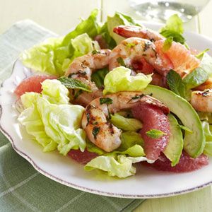 Lime-Rubbed Shrimp with Avocado-Grapefruit Salad