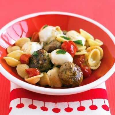 <p>Dark-meat turkey yields more tender meatballs than turkey breast. Tossing the hot pasta with the meatballs and bocconcini melts the cheese a bit. Look for bocconcini at specialty food stores and Italian markets, as well as many supermarkets; they're usually packaged in water or whey for freshness.</p><br />

<p><b>Recipe:</b> <a href="/recipefinder/pasta-turkey-meatballs-bocconcini-recipe-mslo0212" target="_blank"><b>Pasta with Turkey Meatballs and Bocconcini</b></a></p>